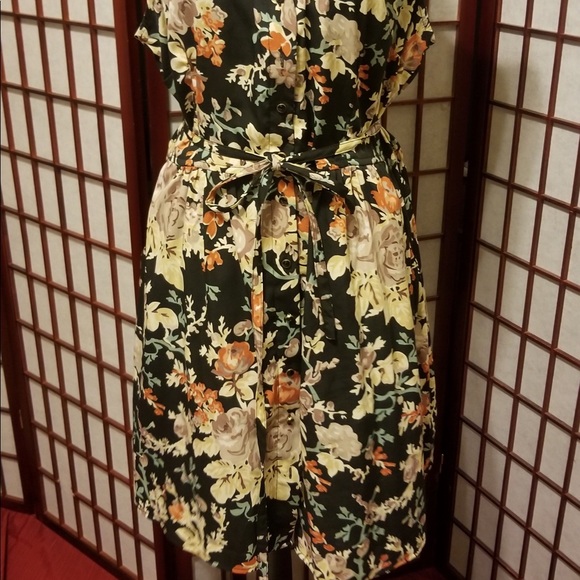 Sleeveless print dress w/belt-C103 - Picture 2 of 2